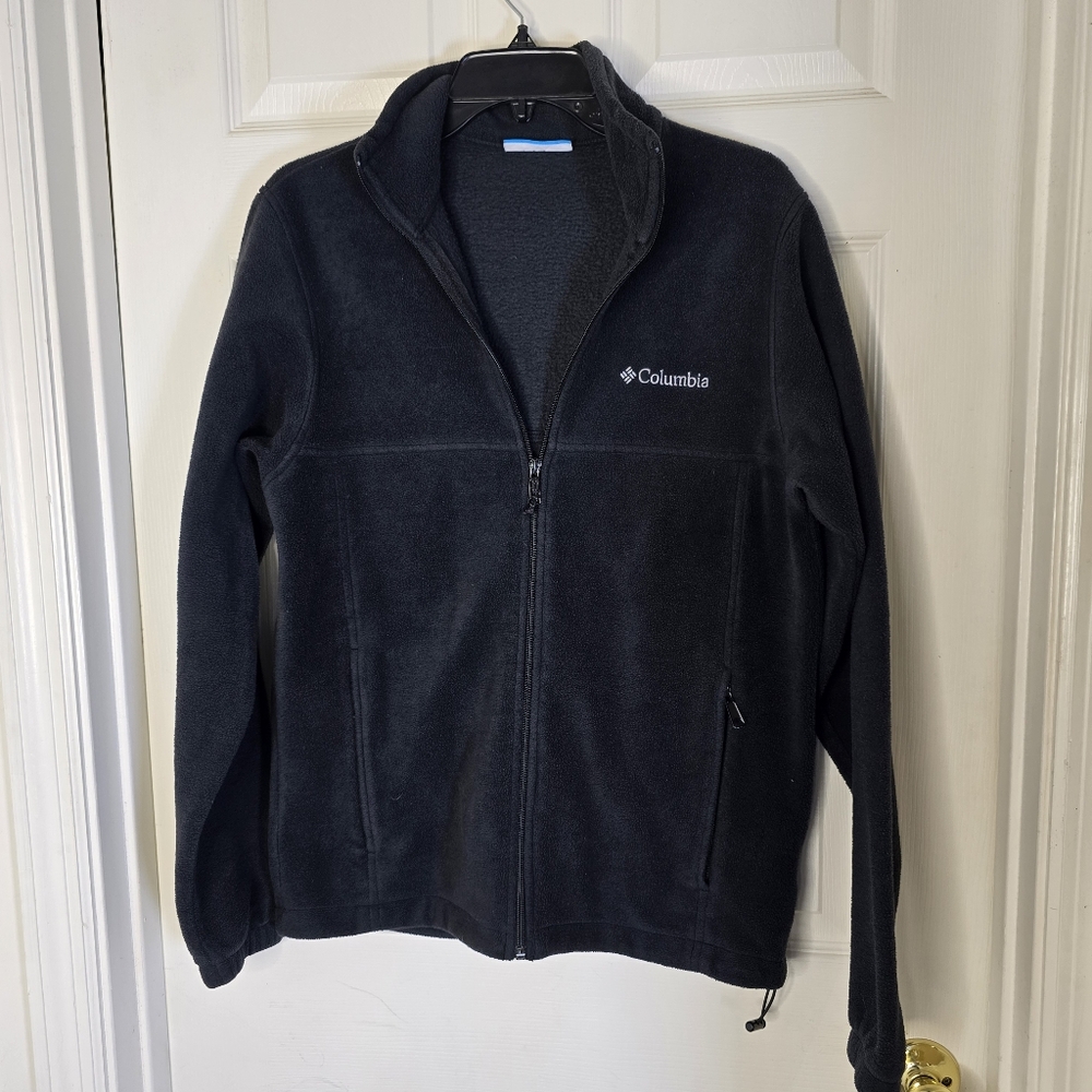 Columbia‎ Black Zip Front Fleece Jacket Pockets M ?